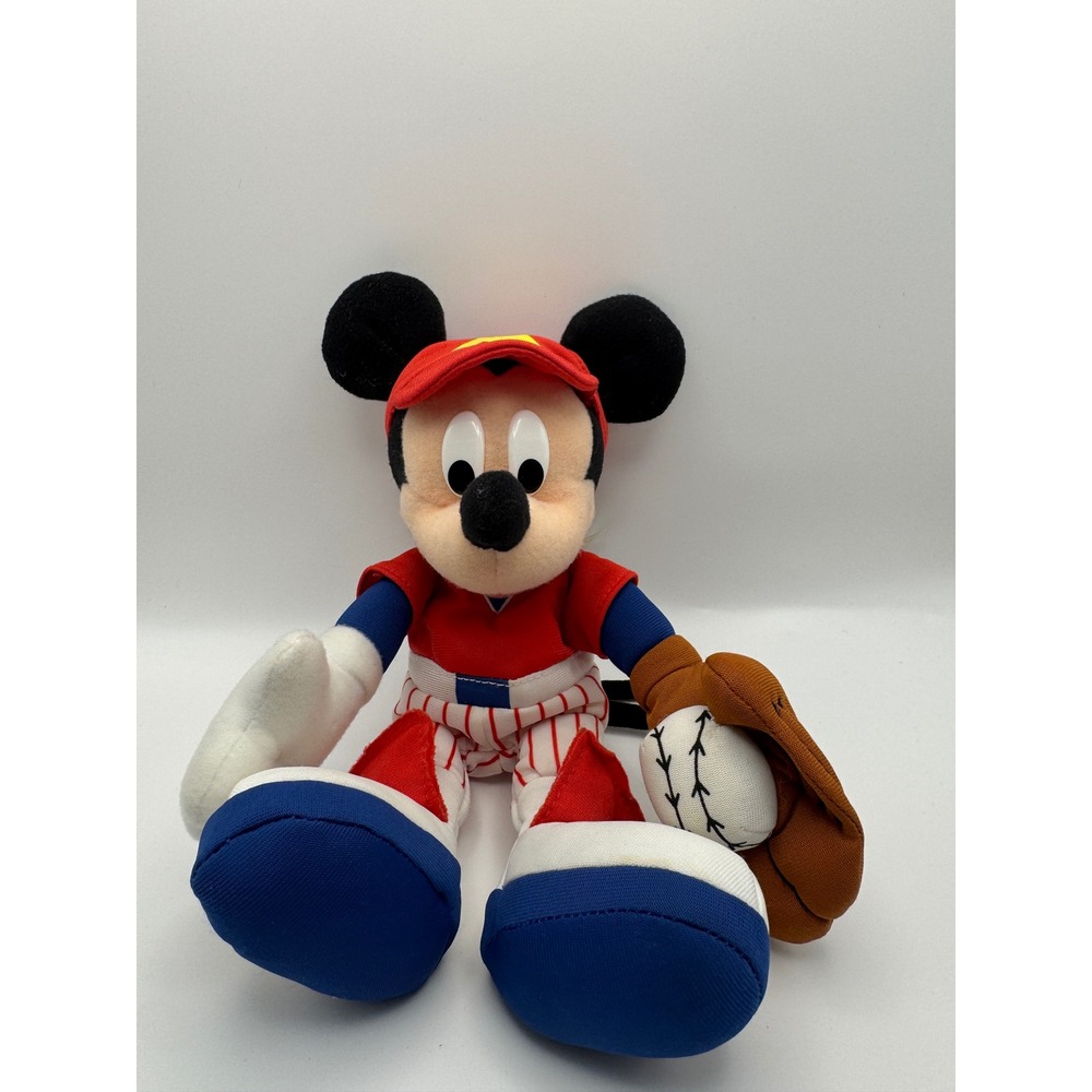 Vintage 1990s Mattel Arcotoys Disney Mickey Mouse Baseball Plush Star Bean